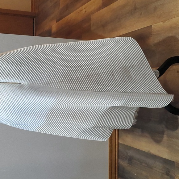 NWT Marchesa Notte off white striped mesh over lace high low hem dress - Picture 6 of 10